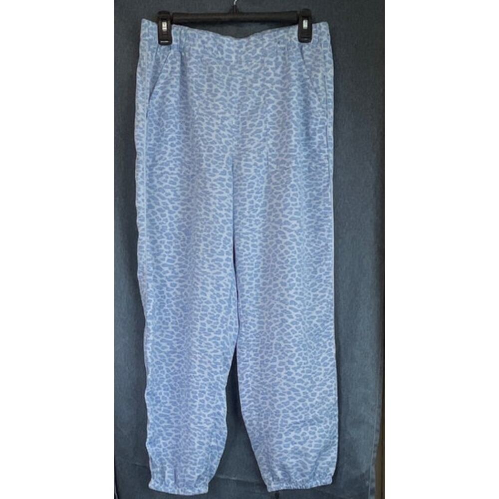 Aerie Womens M Light Blue Cheetah Print Lounge/Sleepwear Cozy Polyester Pants